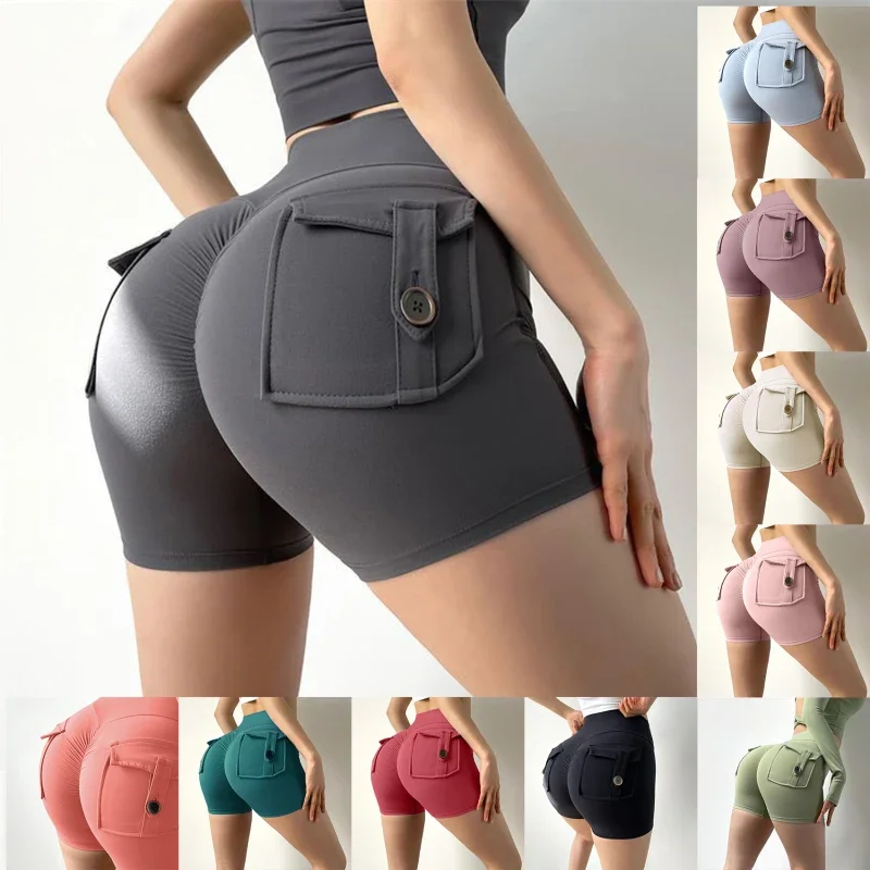 AliExpress Shorts Women Sport With Pocket Buttocks Fitness Workout High Waist Tights Leggings Push Up Cycling