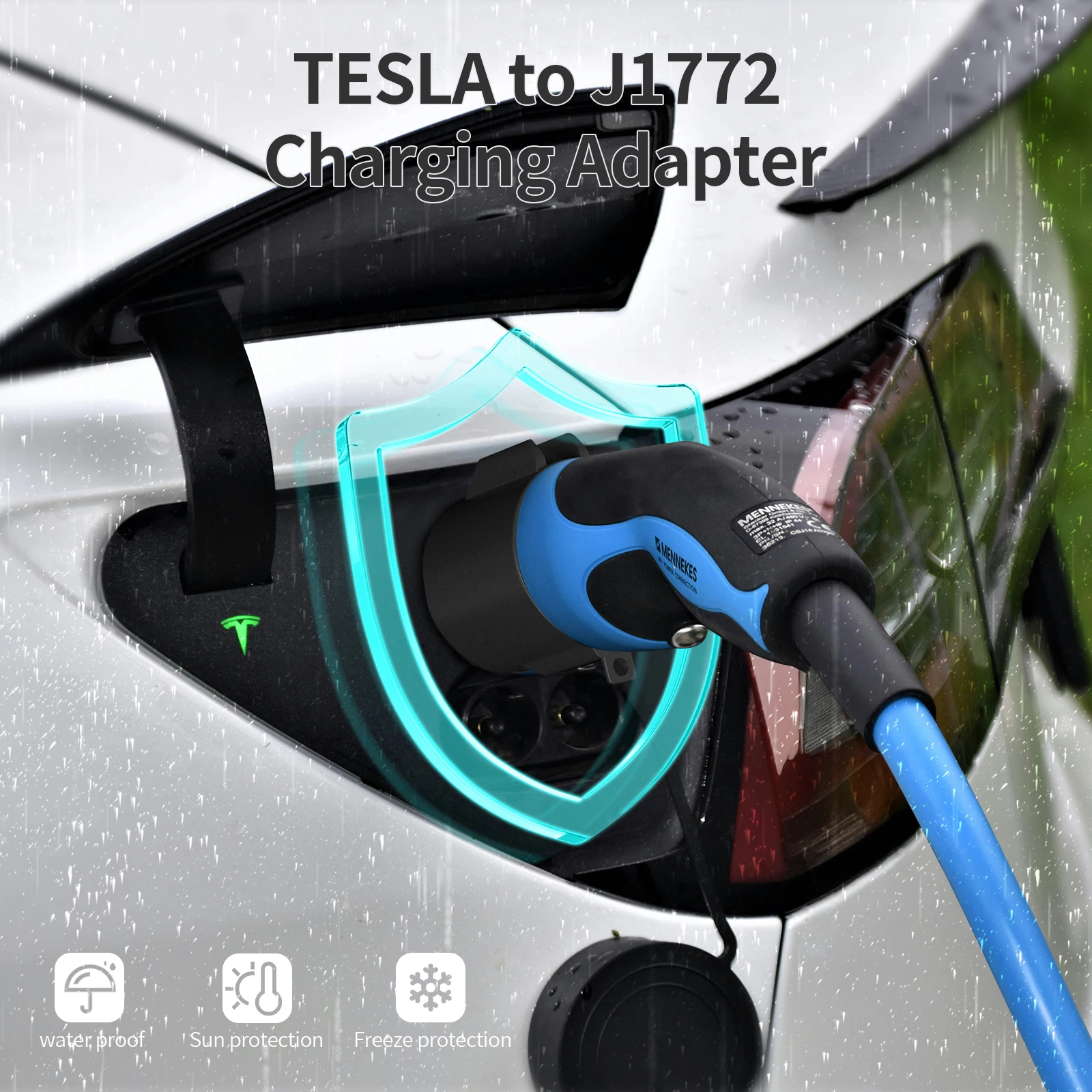 

J1772 Charging Adapter for Tesla Model 3/Y/S/X，60A/250 VAC, Easy Setup ( J1772 Adapter for Tesla Cars ONLY)