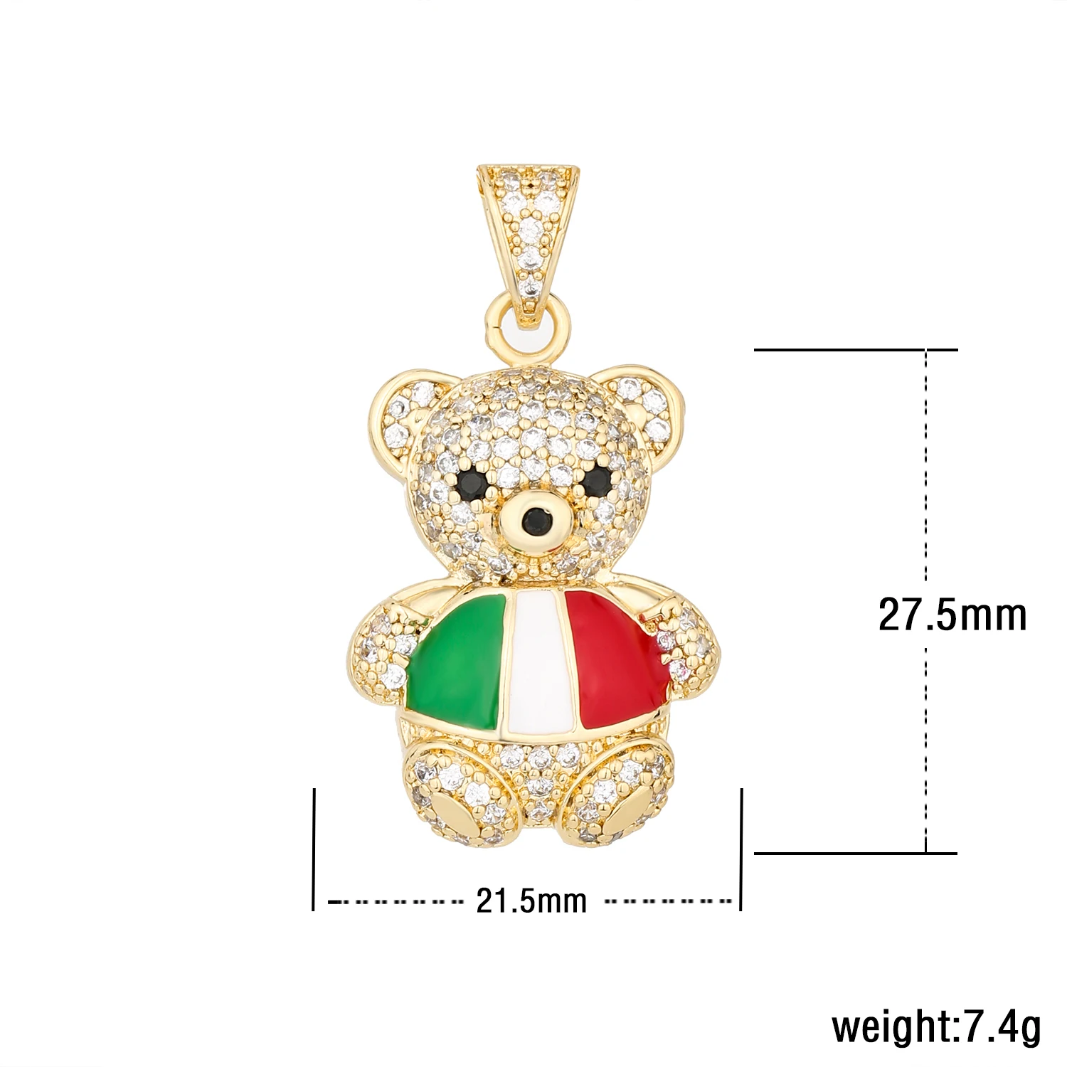 VCT new Italian teddy bear charm original zircon copper material teddy bear jewelry gift pendant for friends wholesale price