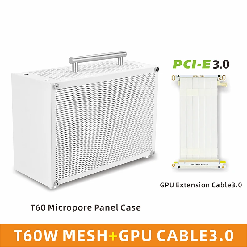 METALFISH T60 Mini ITX White Case 9L With Acrylic Or Mesh Side