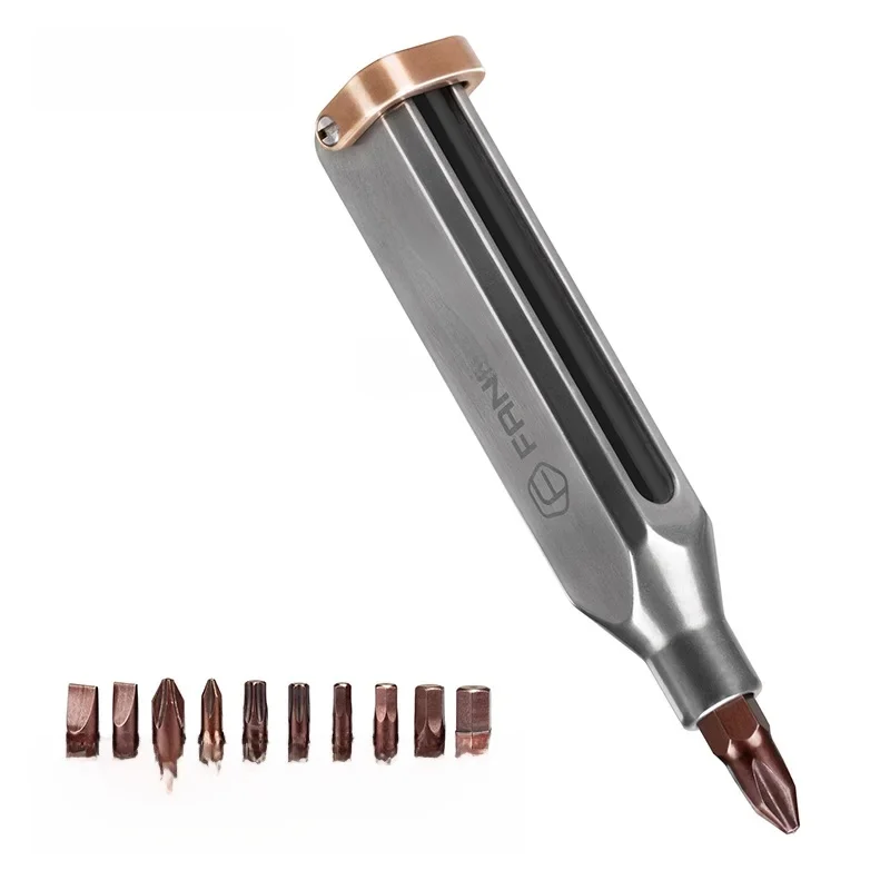 Zestaw precyzyjnych wkrętaków kieszonkowych FANAUE Titanium EDC, profesjonalny zestaw narzędzi wielofunkcyjnych do naprawy magnetycznej klasy 10 w 1 — zdjęcie produktu 7