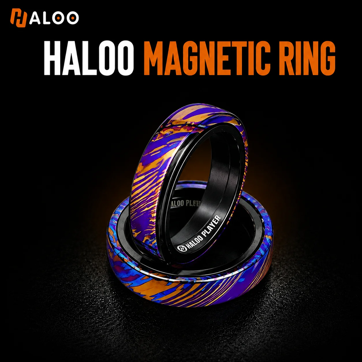 HALOOPLAYER Lu Rings Stainless Steel Black Gold Magnetic Metal Push Slider Metal EDC Fidget Spinner Slider Stress Relief Toy