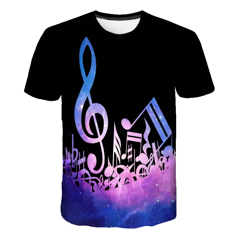 Music Print 4-14Y Kid Clothing T Shirts for Girl Boys Short Sleeves Casual T Shirts Clothes Children\'s Cartoon Fashion Tops Tees
