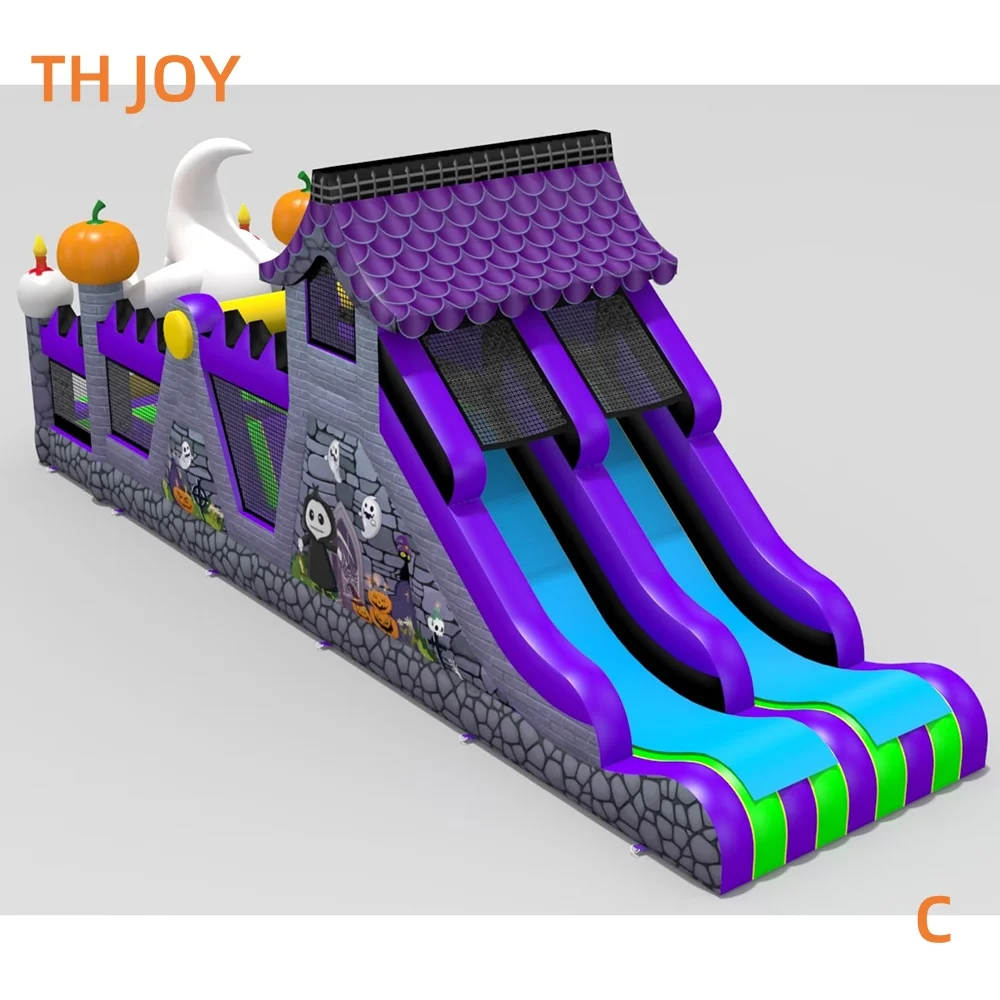 Dostawa statkiem do domu, dmuchany labirynt przeszkód Ghost Pumpkin, dmuchany domek do skakania na Halloween, wyścigi sportowe.