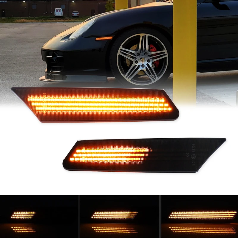 

2X Dynamic LED Side Marker Turn Signal Car Blinker Indicator Light For Porsche 987 Cayman Boxster 911 997 Carrera Turbo GT3 GT2