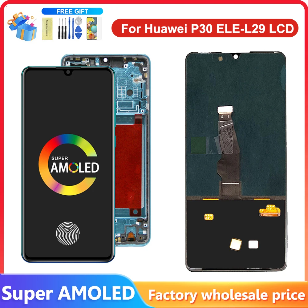 6.1\'\' Super AMOLED Display For HUAWEI P30 LCD Display Touch Screen Digitizer Assembly For Huawei P30 ELE-L29 L09 AL00 TL00 L04