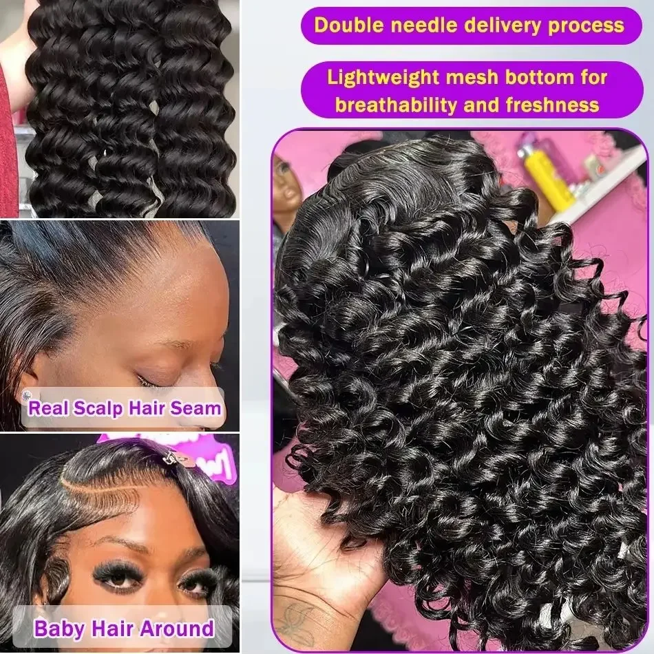 230% Loose Deep Wave Wig 13X6 Lace Frontal Human Hair Wigs Deep Curly 13x4 Transparent Lace Frontal Wigs For Women image 4