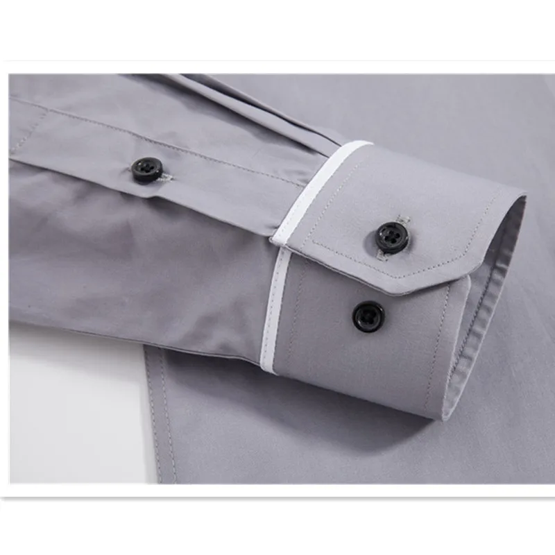 Brand 2019 Casual Shirt Men Long Sleeve Slim Fit Men's Casual Button-Down Shirt Formal Dress Shirts Men Clothes Camisa White