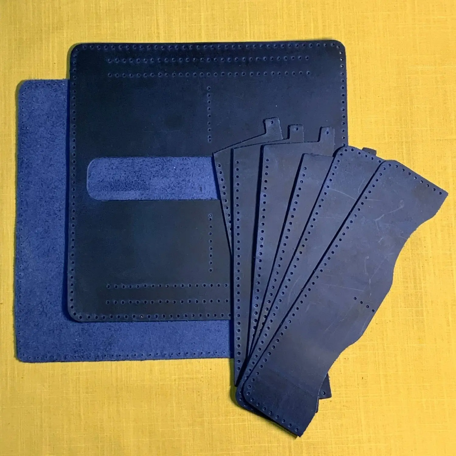 DIY Big Wallet & Phone Case Kit, Ready Cut Genuine Leather Pieces, Holes Ready for Hand Sewing, Press Cut According to Template