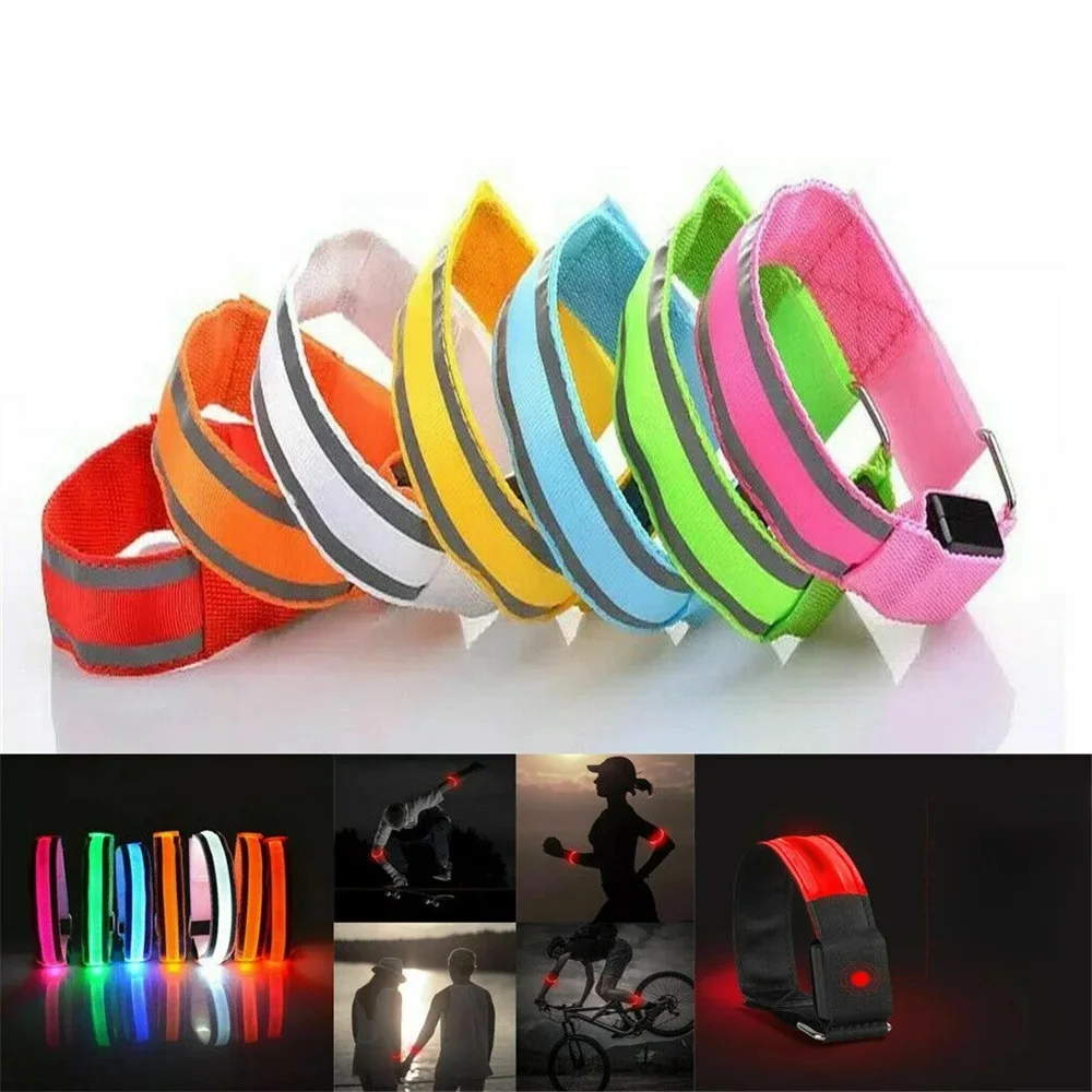 AliExpress Universal Arm Warmer Belt Bike LED Armband LED Safety Sports Reflective Belt Strap Snap Wrap Arm Band Armband