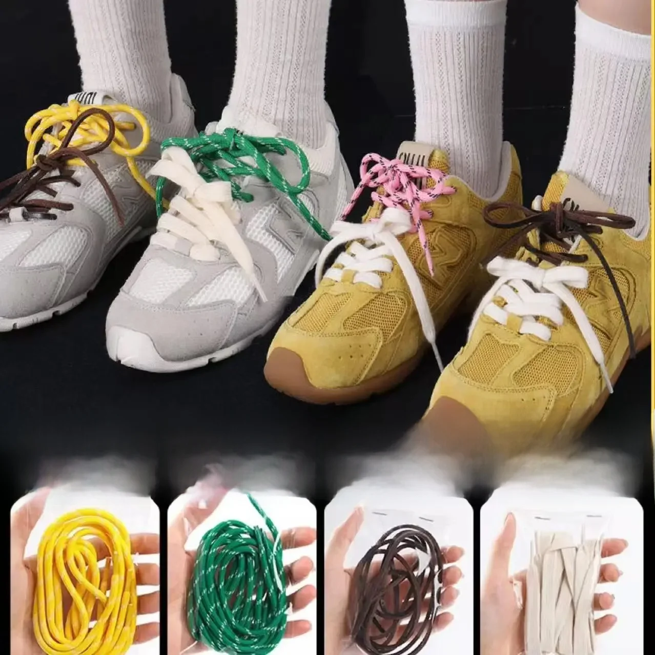 Longueur 100 cm bricolage libé rond en cuir coloré MIU lacets toile bottes décontractées lacets de chaussures corde lacets