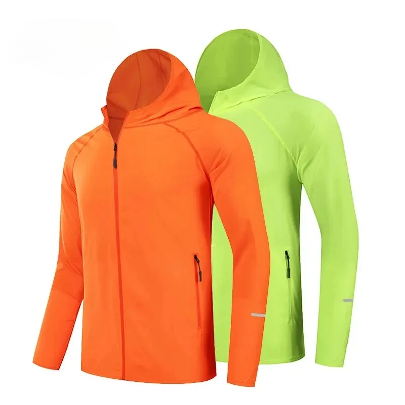Veste de course réfléchissante d'été, manteau de gymnastique à séchage rapide, à capuche, Protection solaire, pêche, randonnée en plein air, vestes fines respirantes
