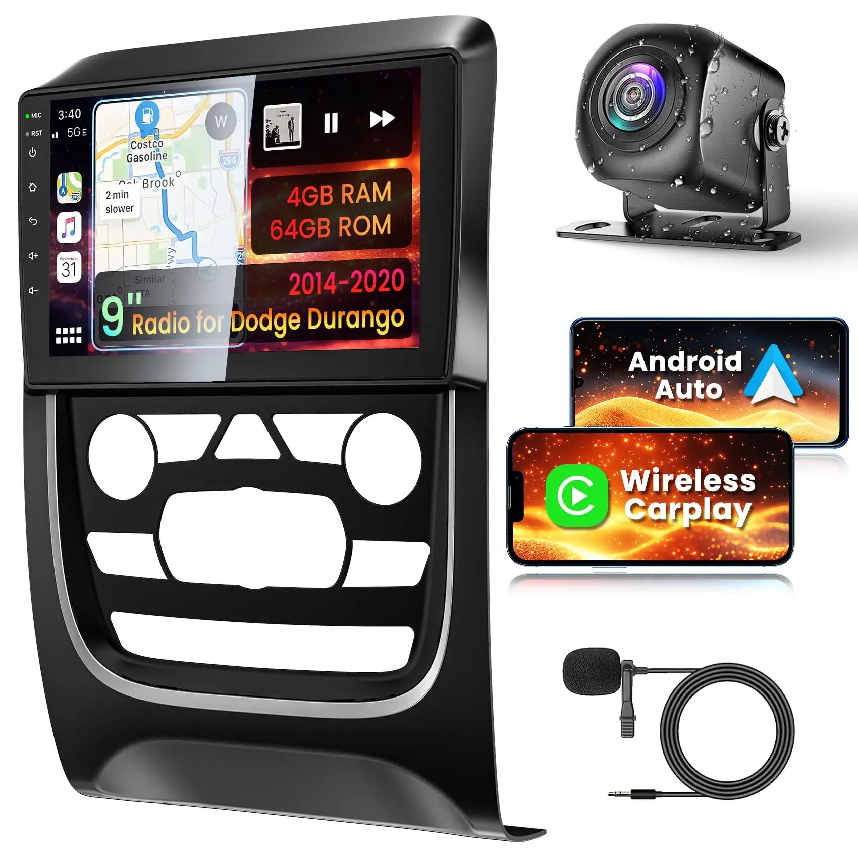 

Android 13 Radio for Dodge Durango 2014 2015 2016 2017 2018 2019 2020, 2G+64G/4+64G Car Stereo 9" Touchscreen Wireless Carplay