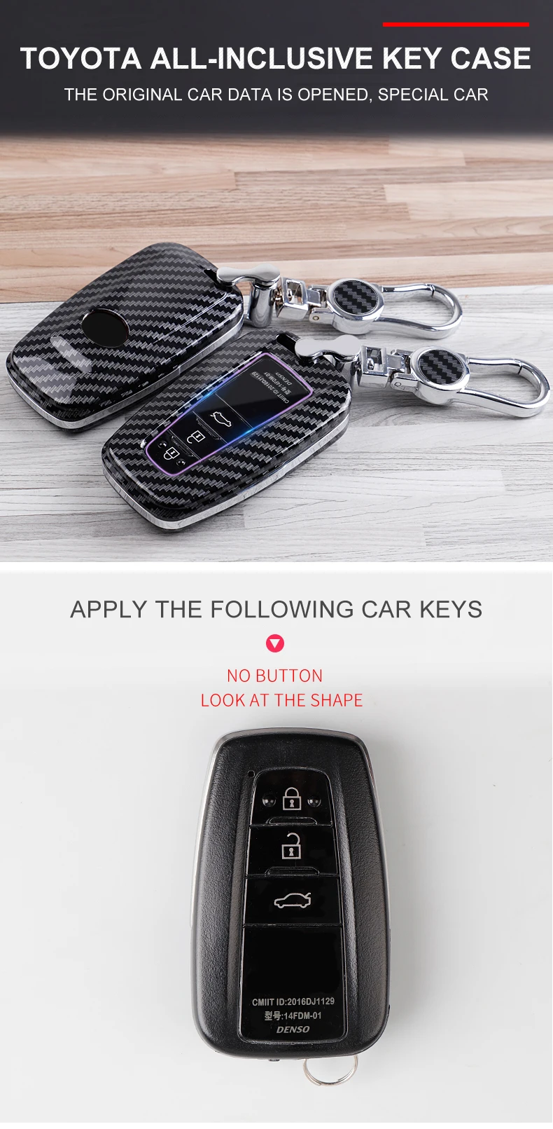 

1PCS Premium Carbon Fiber Toyota Car Key Case For Toyota – Scratchproof, Durable, and Stylish Protection for Your Key