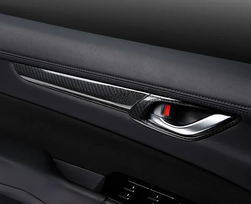 Carbon Fiber Interior Door Handle Surrounds Cover For Mazda CX-5 KF 2017 2018 2019 2020 2021 2022 2023 2024 2025