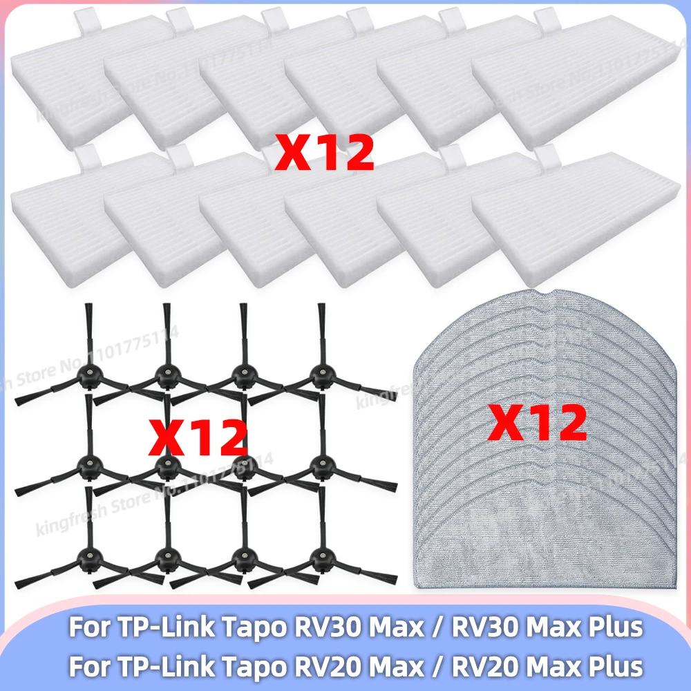 Fit For TP-Link Tapo RV30 Max / RV30 Max Plus / RV20 Max / RV20 Max Plus Vacuum Parts Hepa Filter Side Brush Mop Cloth