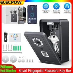 Elecpow Smart Key Box Fingerprint Password Safe Deposit Box Wall Mounted Lockbox Bluetooth Connection Works with OKLOK APP