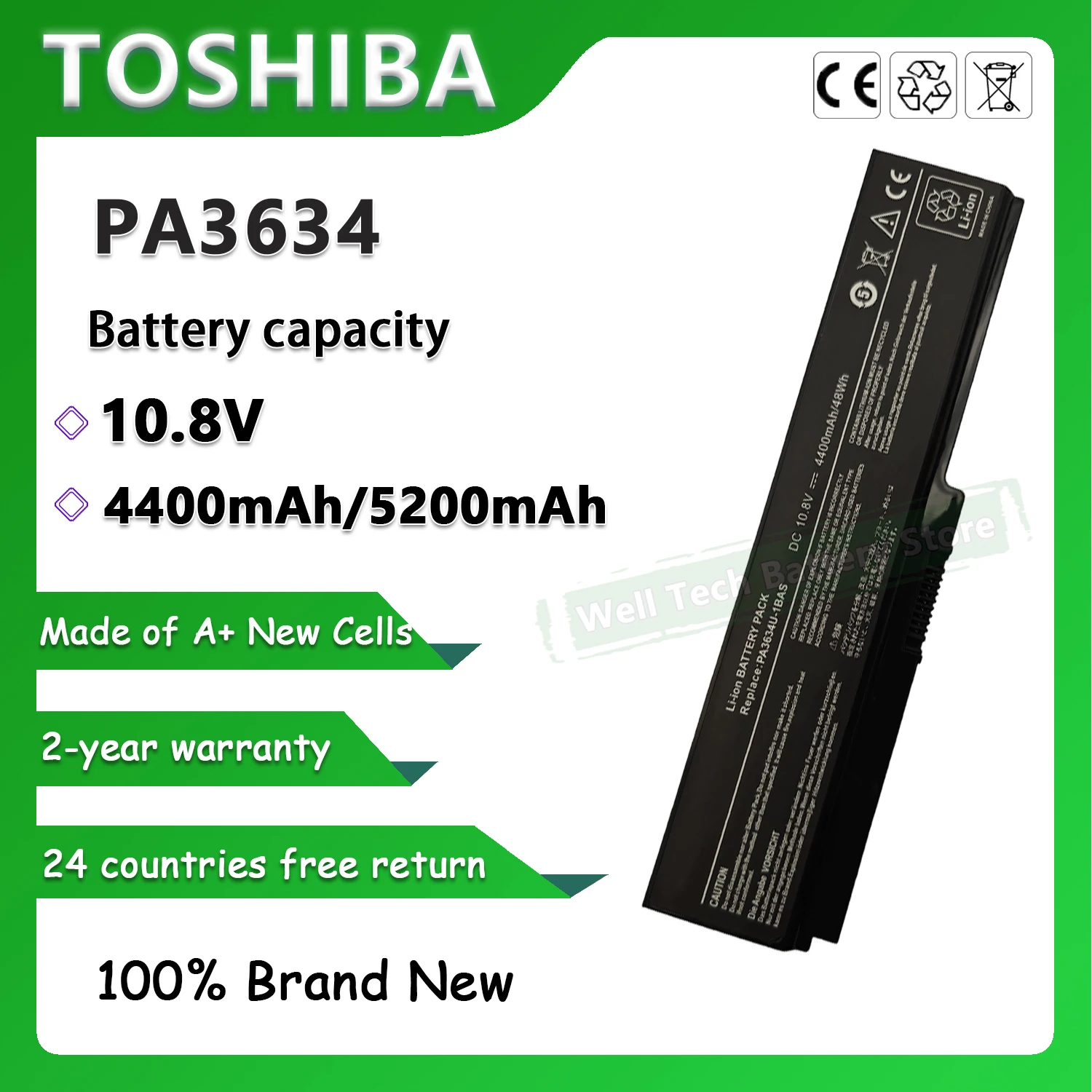 PA3634 Laptop Battery for Equium U400-124 U400-145  U400-146 U400 Series Portege M800-101 M800-105  M800-106 M800-107 M800-10A