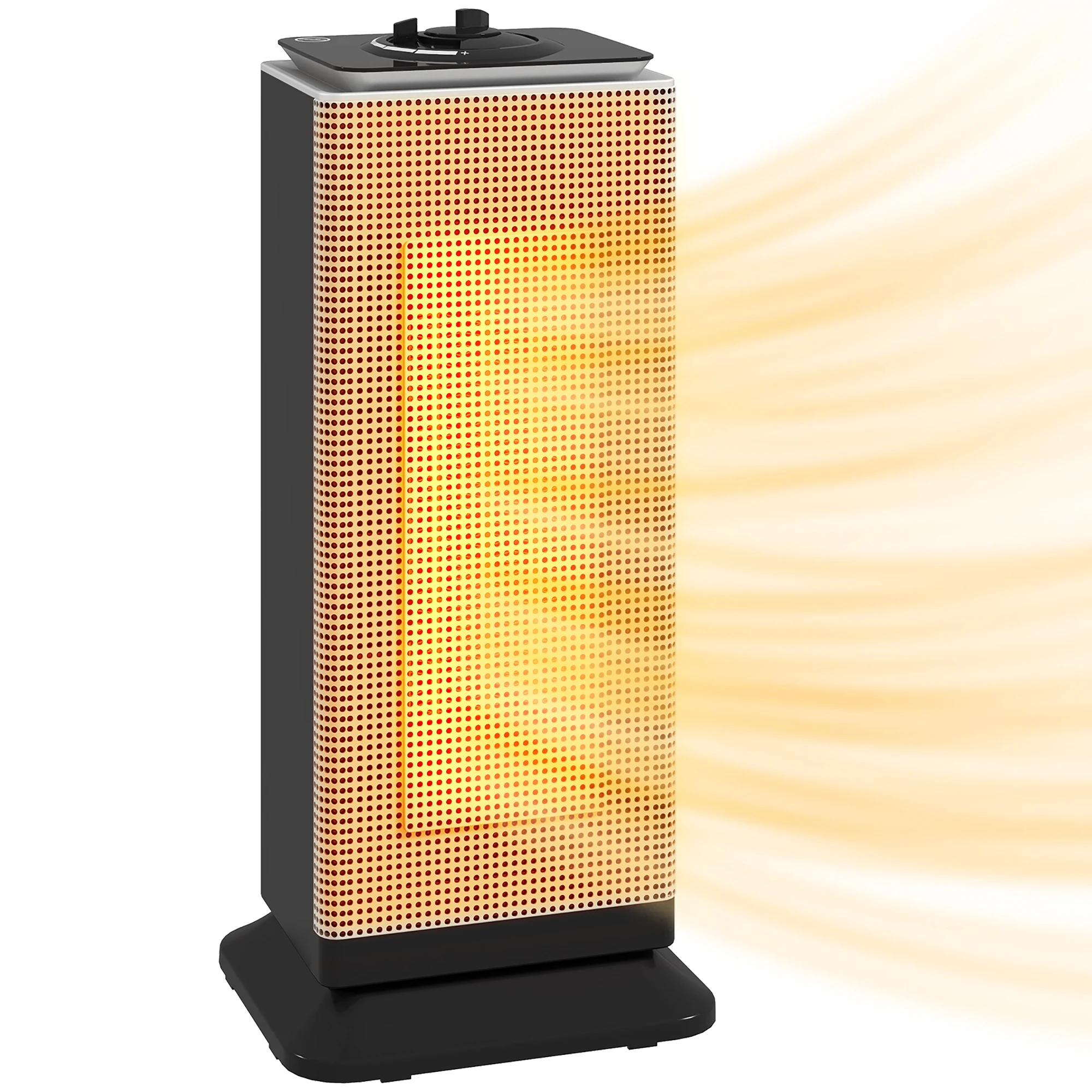 2000 W elektrische Keramikheizung mit oszillierendem, einstellbarem Thermostat und 3 Modi, 18 x 15 x 40,5 cm, Schwarz