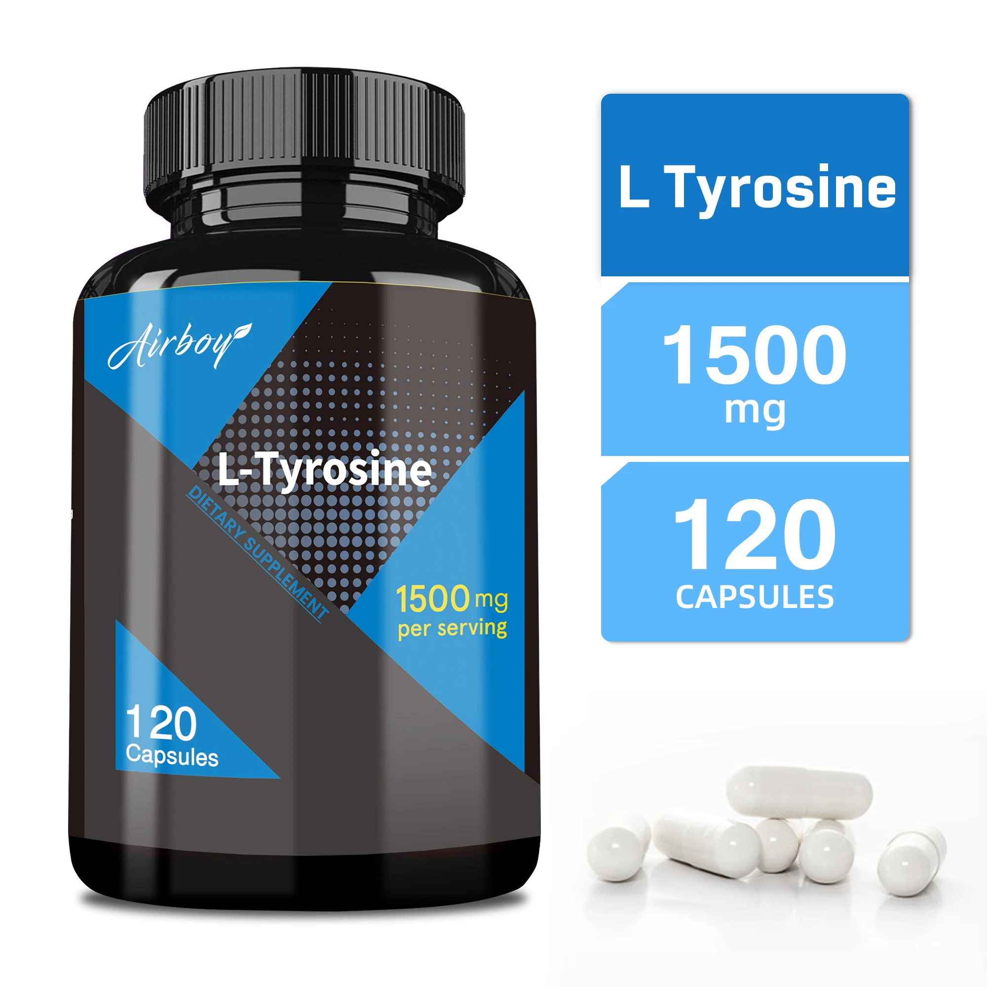 L-Tyrosine Supplement - Sports Nutrition, Supports Memory and Concentration, Natural Energy Production - 120 Capsules