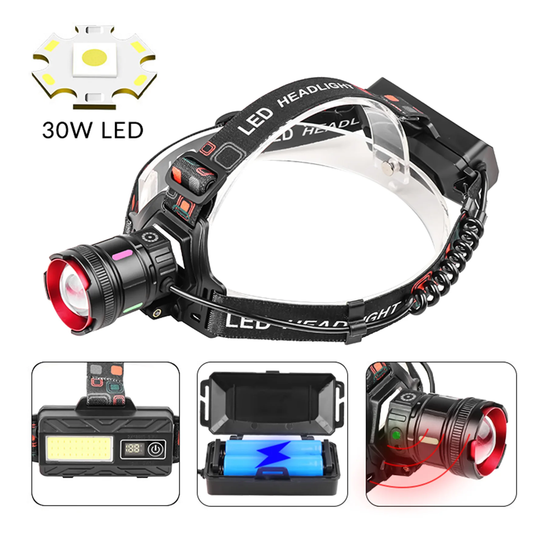 

Налобный фонарь с ИК-датчиком движения, перезаряжаемая фара, портативный индукционный светодиодный налобный фонарь, водонепроницаемый налобный фонарик для кемпинга, рыбалки