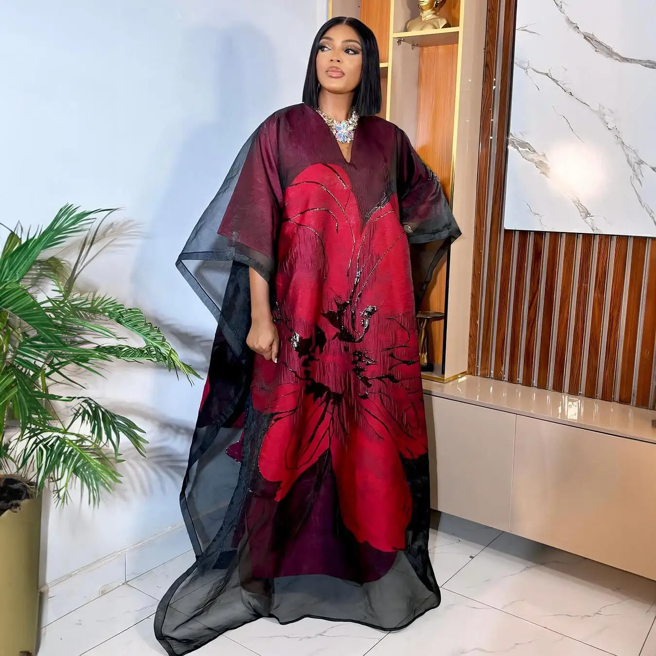 Neue Afrikanische Kleider für Frauen Luxuriöse Bestickte Afrikanische Kleider Zweiteiliges Set Afrikanisches Kleid für Damen – Detail 14