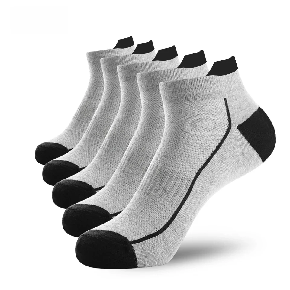 AliExpress HSS 5 Pairs organic cotton men socks thin knit mesh ankle socks summer fitness breathable quick dry short sock for cycling Plus size