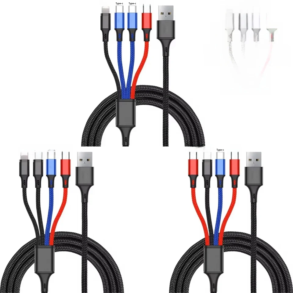 Câble USB 3 en 1/4 en 1, Type C, Micro, pour iphone, Samsung, Huawei, Xiaomi, câble de chargement Multiport