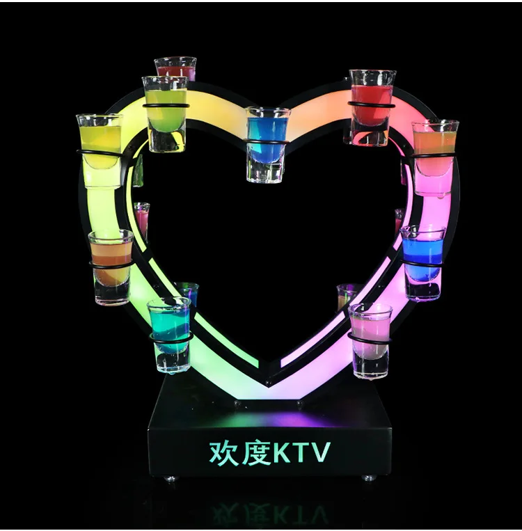 

Bar KTV Nightclub Glowing Cup Holder LED Cocktail DJ Party Room Heart-shaped Happy Birthday Cup Holder