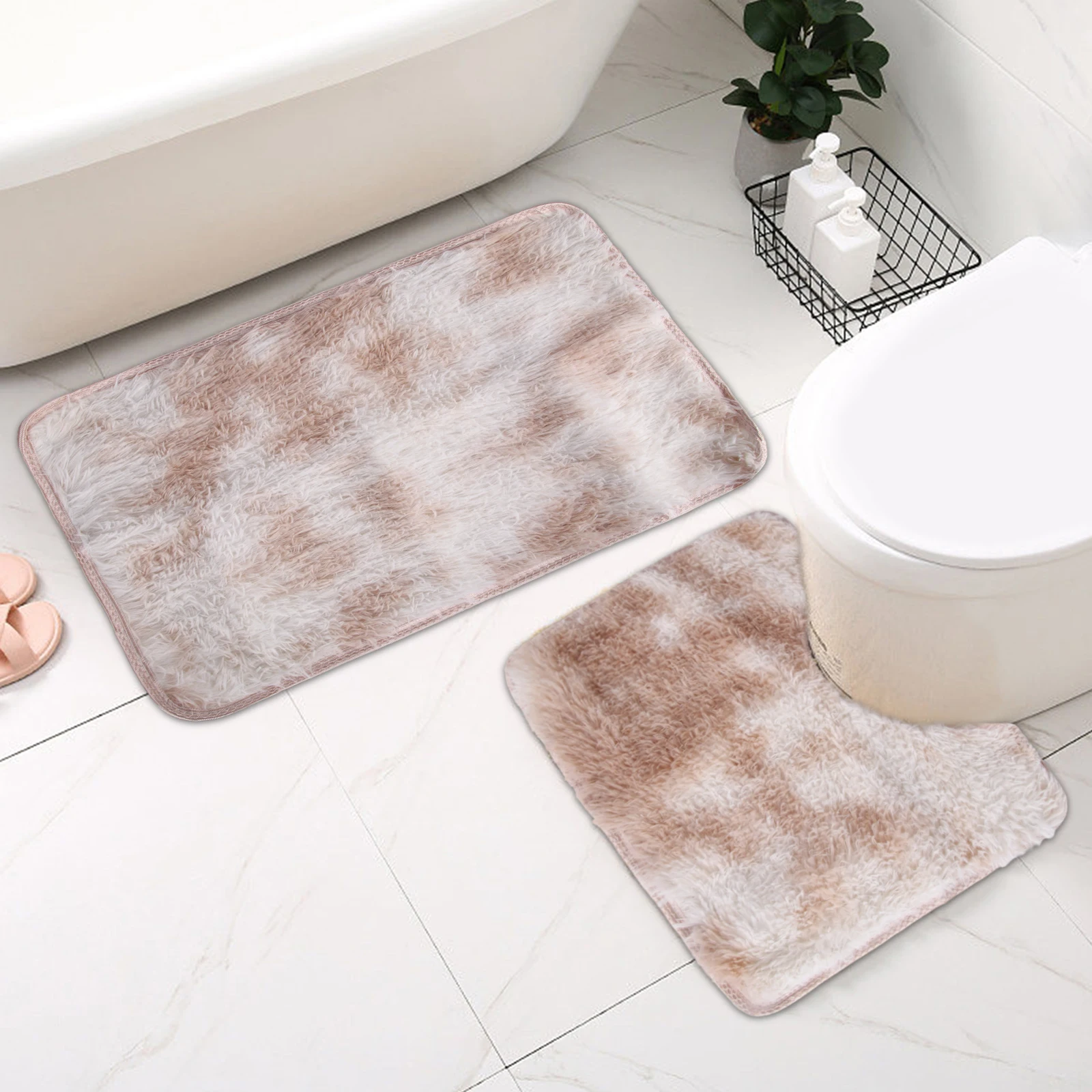 Bathroom Mats Sets 2 Pieces Bathroom Rugs Anti Slip Pedestal Set Fluffy Bath Mats Extra Soft with Water Absorbent Pedestal Bathm