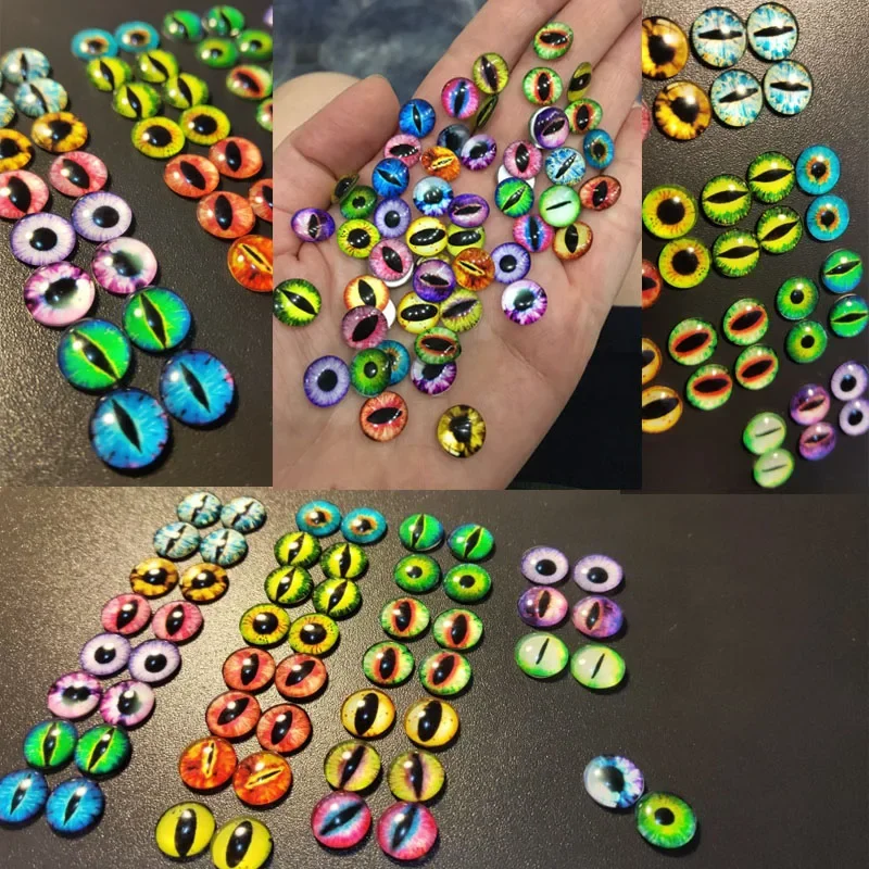10-50 SZTUK szklanych kaboszonów okrągłych 6MM-30MM Okrągła kopuła Dragon Eye Dragon Cat Eye Zabawki DIY Biżuteria Akcesoria MIX Pupil Eye Cameo — zdjęcie 2