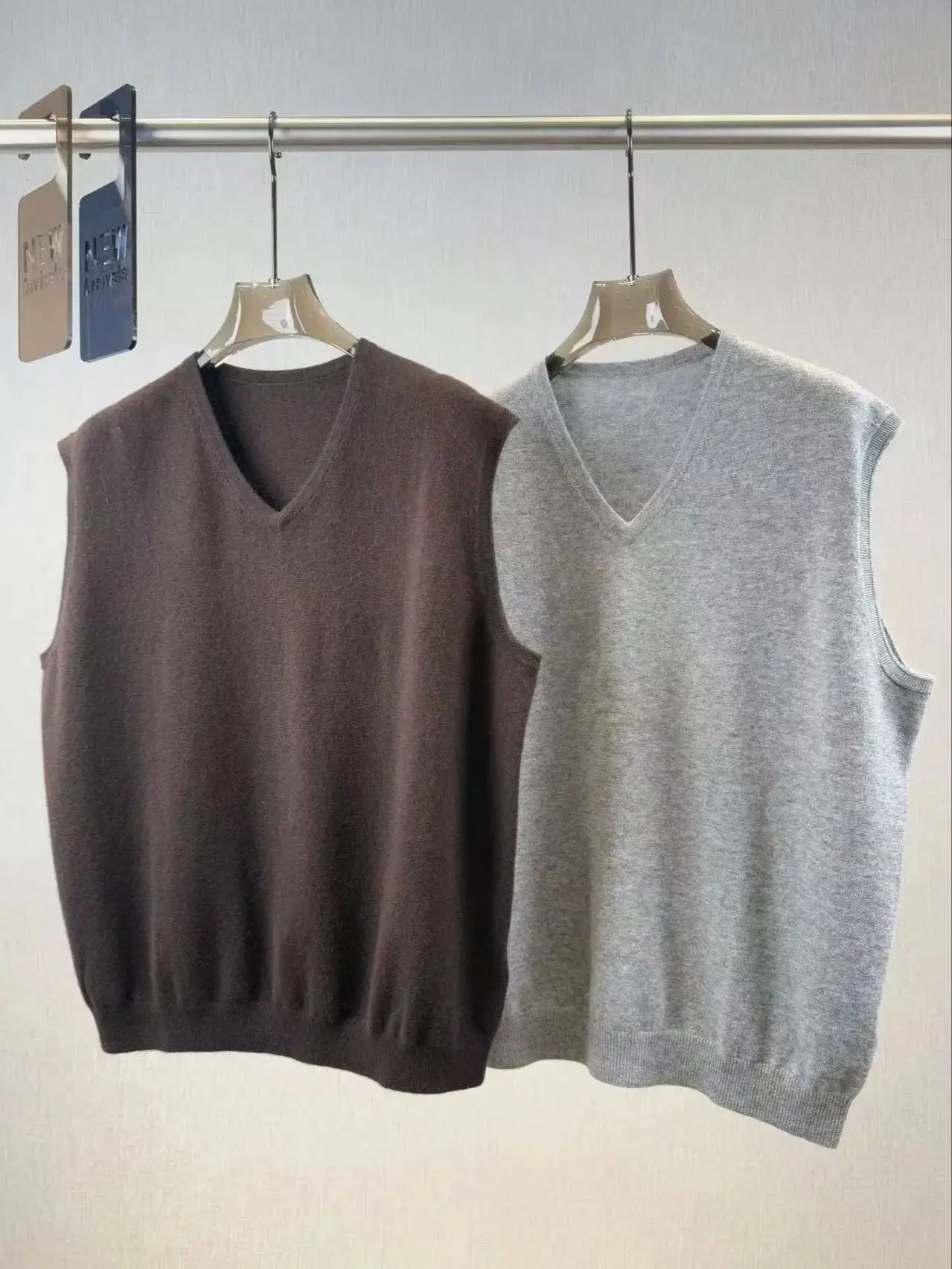 

Повседневный минималистичный шерстяной кашемировый жилет с V-образным вырезом