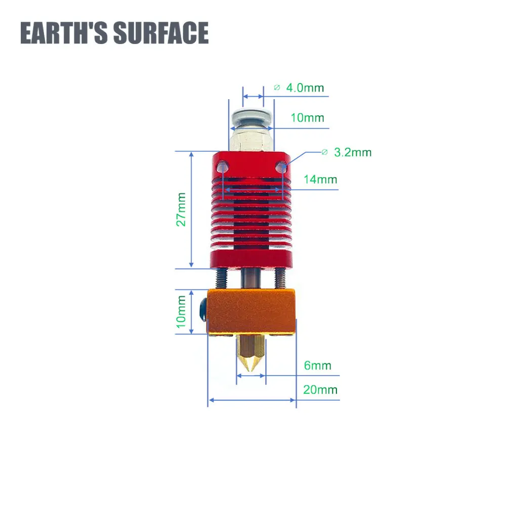 Pieza de impresora ES-3D MK8 j-head extrusora, Kit de extremo caliente con bloque de calentamiento, cubiertas de silicona para Ender 3 CR10, piezas