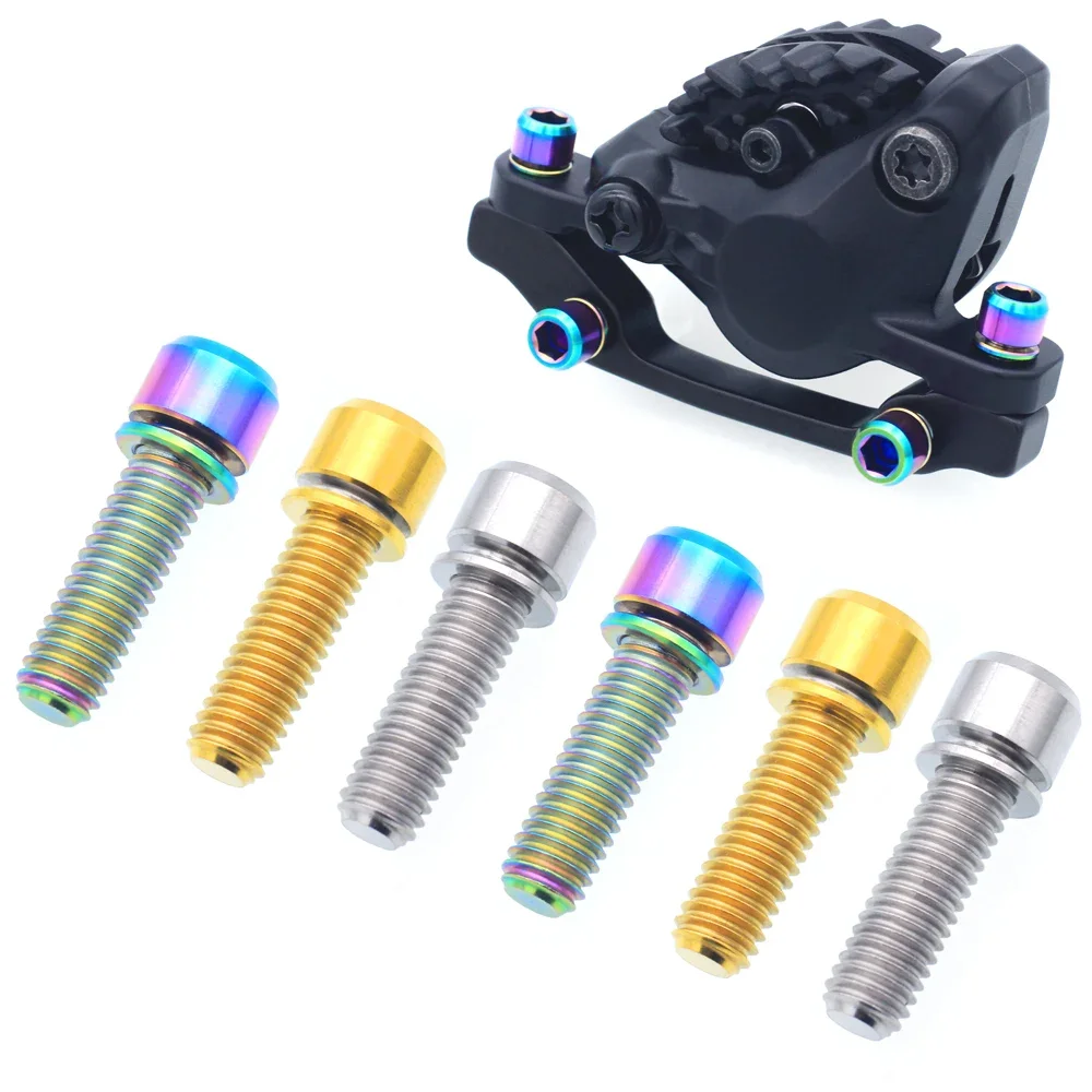 AliExpress EVERDAWN 4pcs Tc4 Mountain Bike Titanium Disc Brake Screws, Crank Clamp Fixed M6X18/20 With Gasket Screws