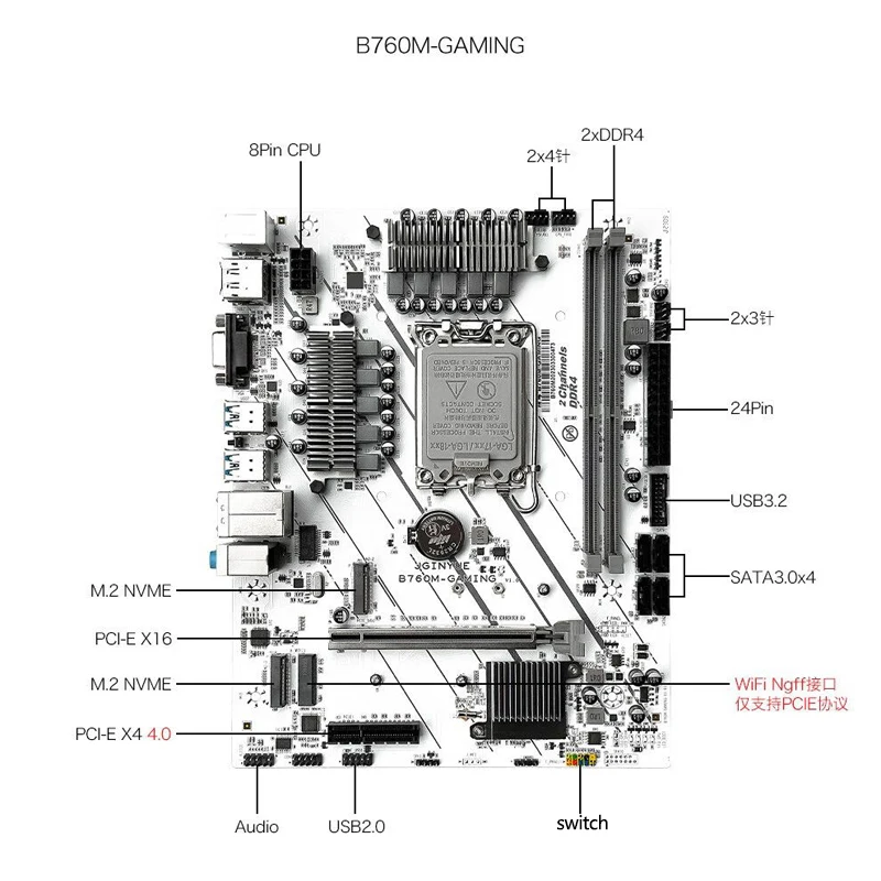 2023 B760M GAMING motherboard LGA1700 64GB DDR4 compatible with Core 12th/13th generation