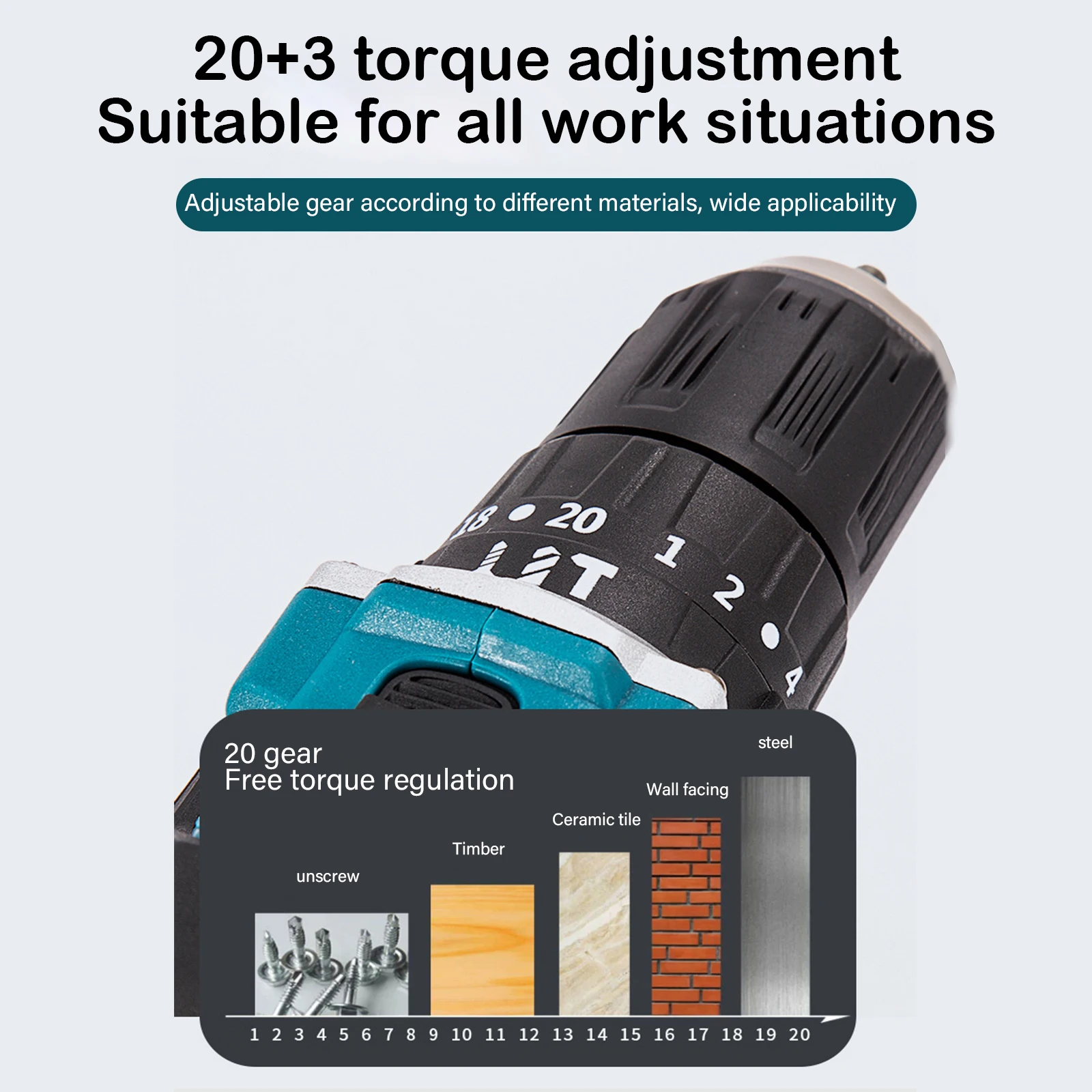 مثقاب لاسلكي بدون فرش مثقاب كهربائي 2200 دورة في الدقيقة تنظيم السرعة ستبليس أدوات كهربائية 45 نانومتر لبطارية 21 فولت