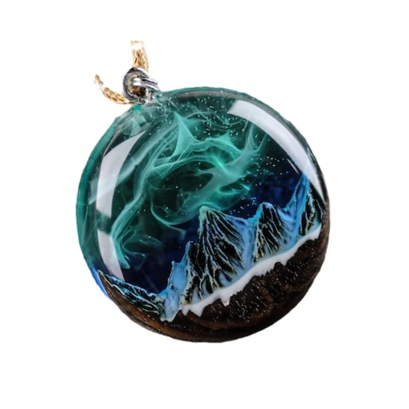 Aurora resin luminous pendant personality Couple Charms pendant Fashion Jewelry For Birthday gift