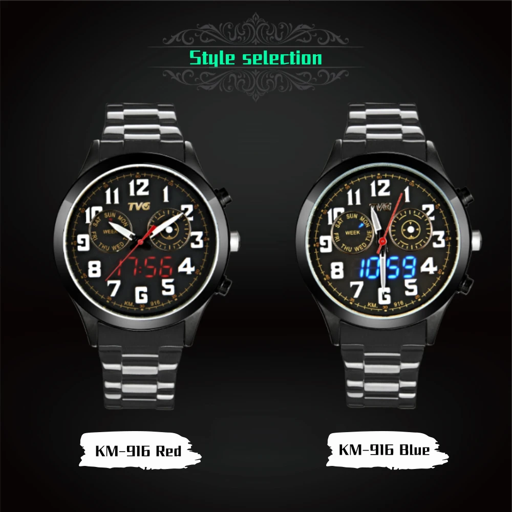 TVG brand watch New Luminous Owl LEDWater proof Business Casual Student Gift Dual display Sports Mature Double machine Tempered