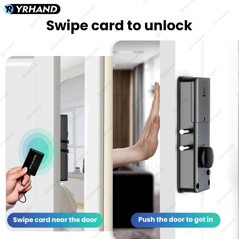 YRHAND Tuya App 13.56hz IC card Smart Lock For Wooden Door Bluetooth Lock Electronic Door Lock No Drill Indoor Easy Installation