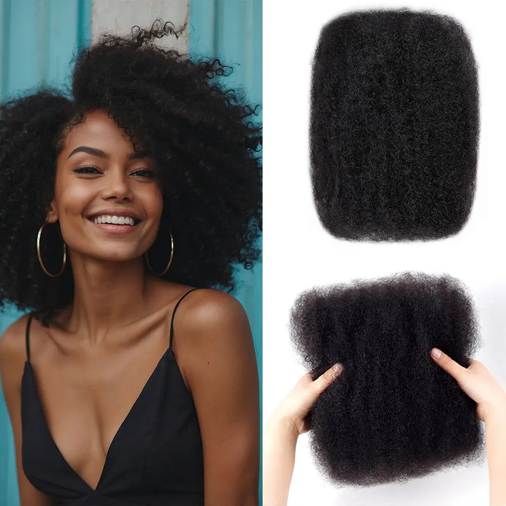 Ekstensi Rambut Manusia Afro Kinky Bulk untuk Dreadlocks, Warna Alami, Rambut Kepang Twist Afro Kinky untuk Locs 50g/pc