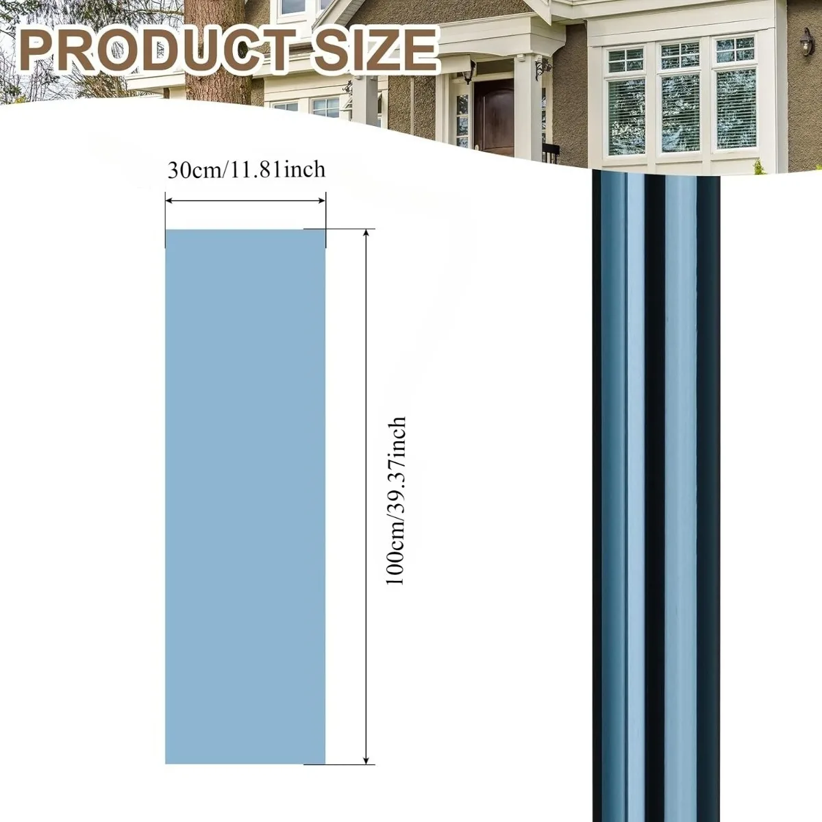 One Way Mirror Window Film Roll Blue Silver Static Cling Heat Block UV Block Sun Block Privacy for Home Office Door