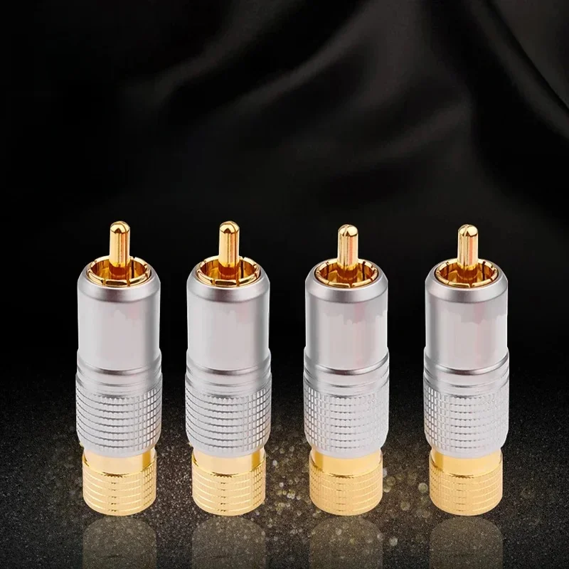 4 szt. Hifi 24K pozłacana wtyczka RCA kabel Audio głośnik do Hifi Video TV złącze zamykany regulowany adapter audio — zdjęcie produktu 7