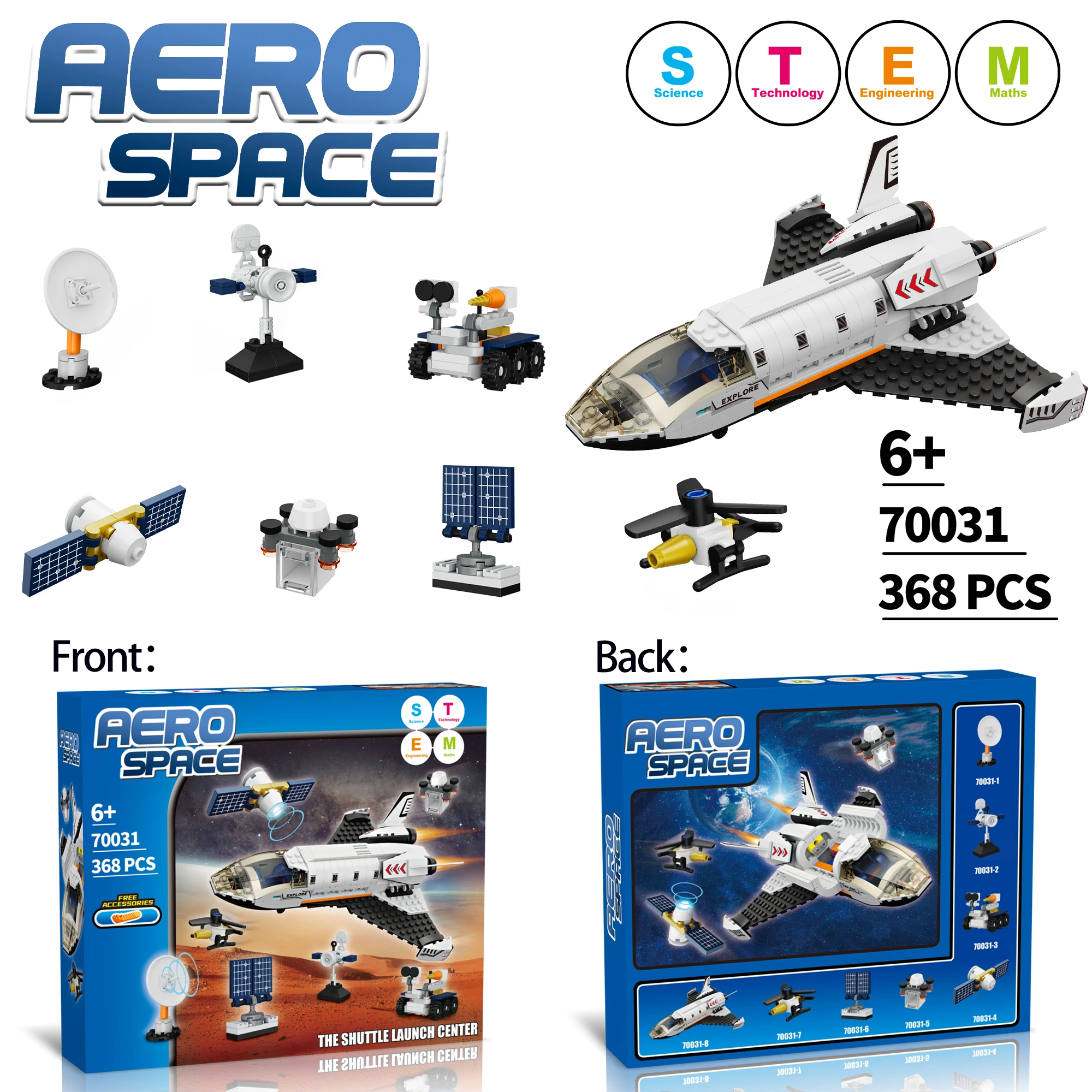 

Small Particle Building Block Toys 368PCS Creative DIY Multi-combination Spaceship Multi-head Toy Birthday Gift for Boy and Girl