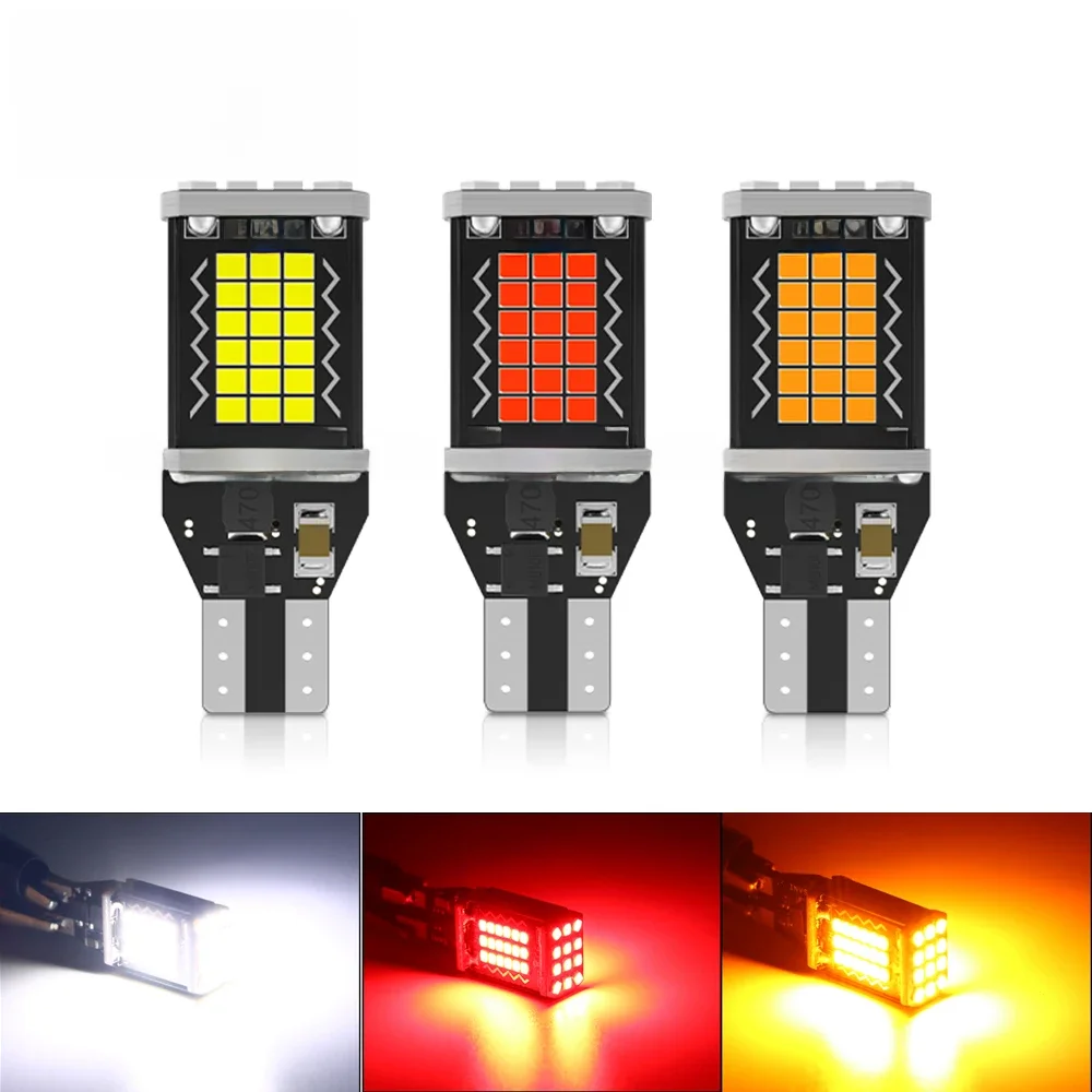 1 pièces t15 rétro-éclairage ampoule Canbus t15 feu de recul 2016 48smd t15 w16w led rouge blanc jaune signal lampe stop feu de frein