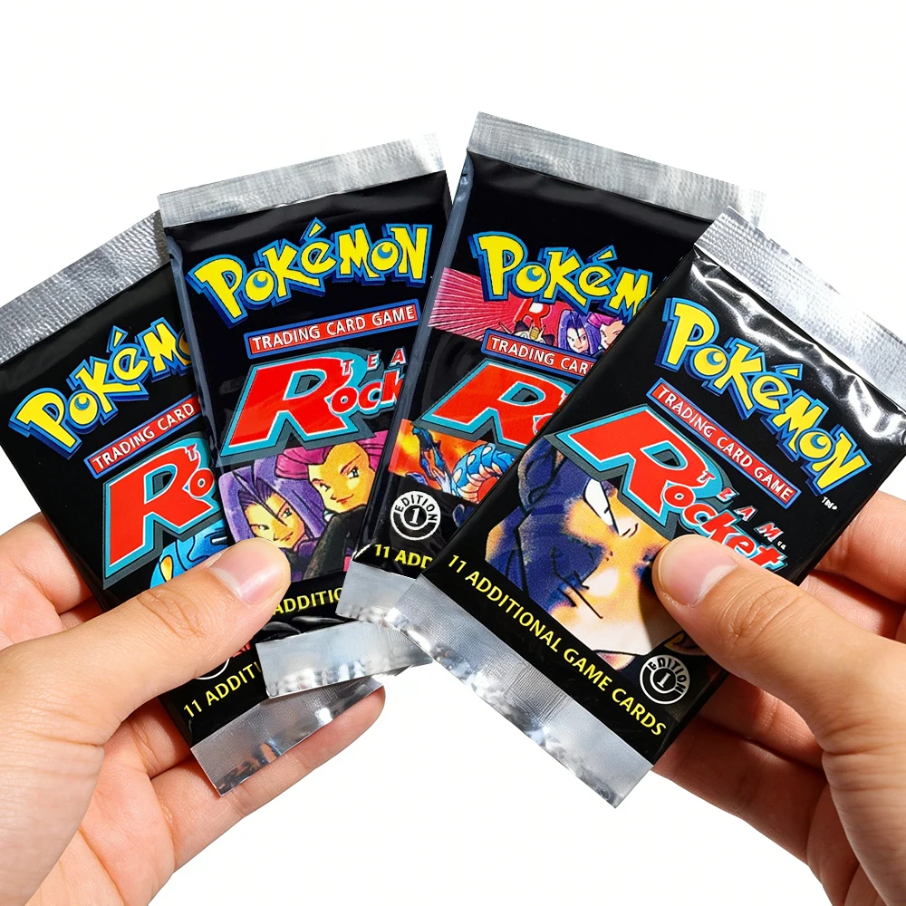 

PKM 1st Edition Team Rocket Booster Packs Sealed x4models 1Pack 11cards PTCG Proxy Rare DIY Game cards Collecting toys and gifts