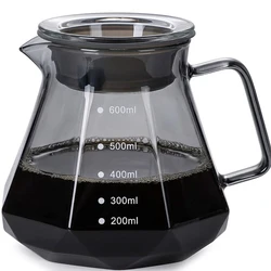 Leeseph Espresso Glass Carafe Coffee Pot, Pour Over Coffee Filter Kettle - 400ml 600ml Diamond Glass Coffee Sharing Pot