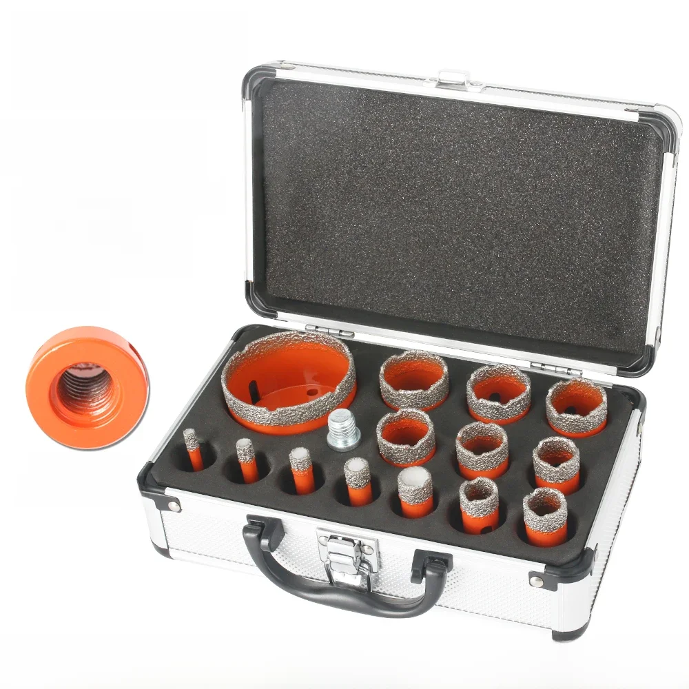 M14 Draad Diamant Droog Vacuümgesoldeerde Boorkernen Boorbits Set Porseleinen Kopzaag Tegels Graniet Marmer Gatzaag Gereedschap 15 Stuks - afbeelding 2