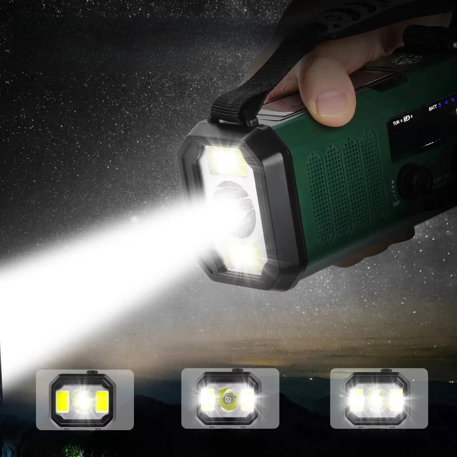SOS Alarm Power Bank Radio E30 10000mAh FM Noodradio Solar Handslingergenerator AM/FM/NOAA LED Draagbare Radio - afbeelding 2