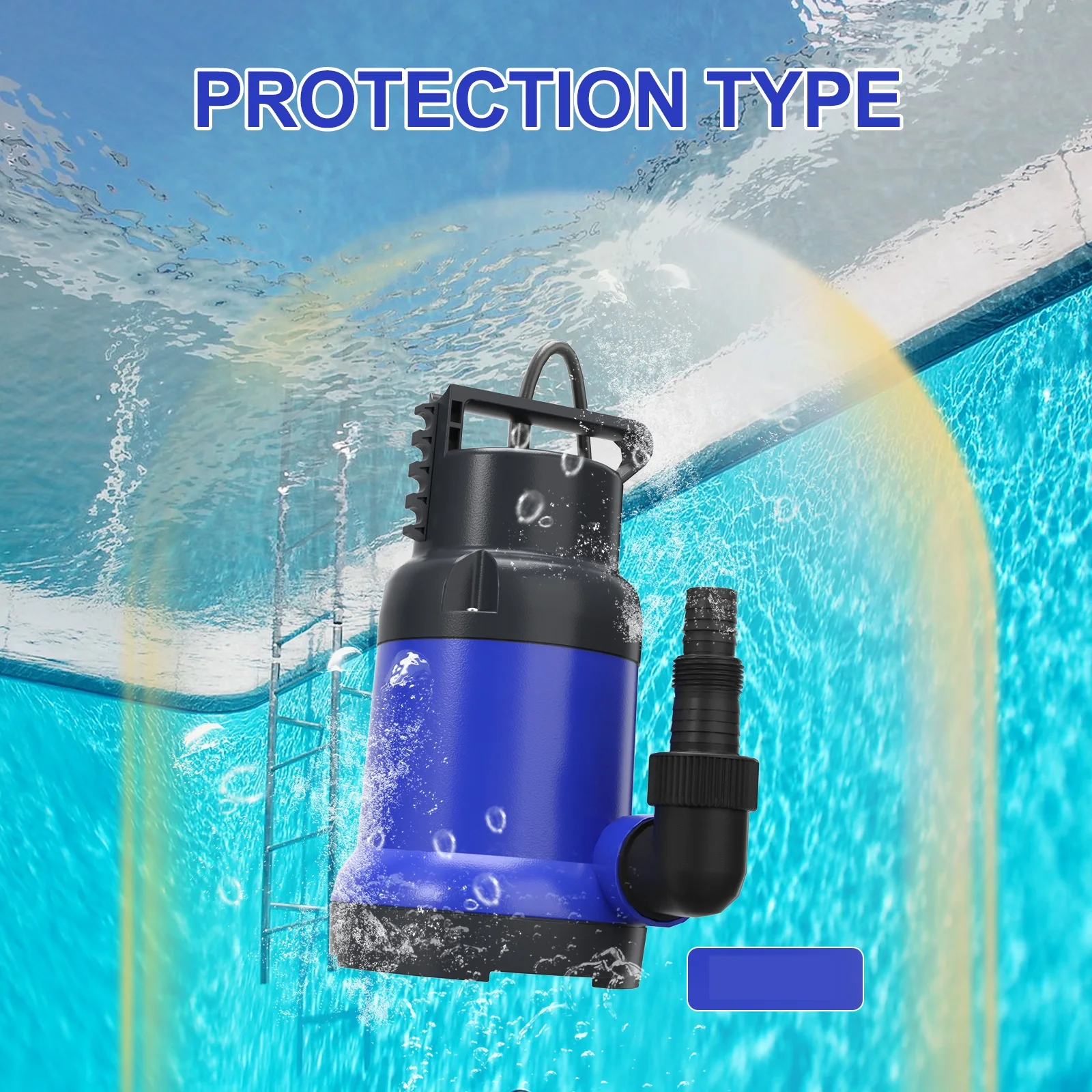 Pompa di scarico Pompa ad acqua sommergibile 1HP 4500GPH Pompe elettriche portatili per il drenaggio della piscina Vasca idromassaggio Seminterrato