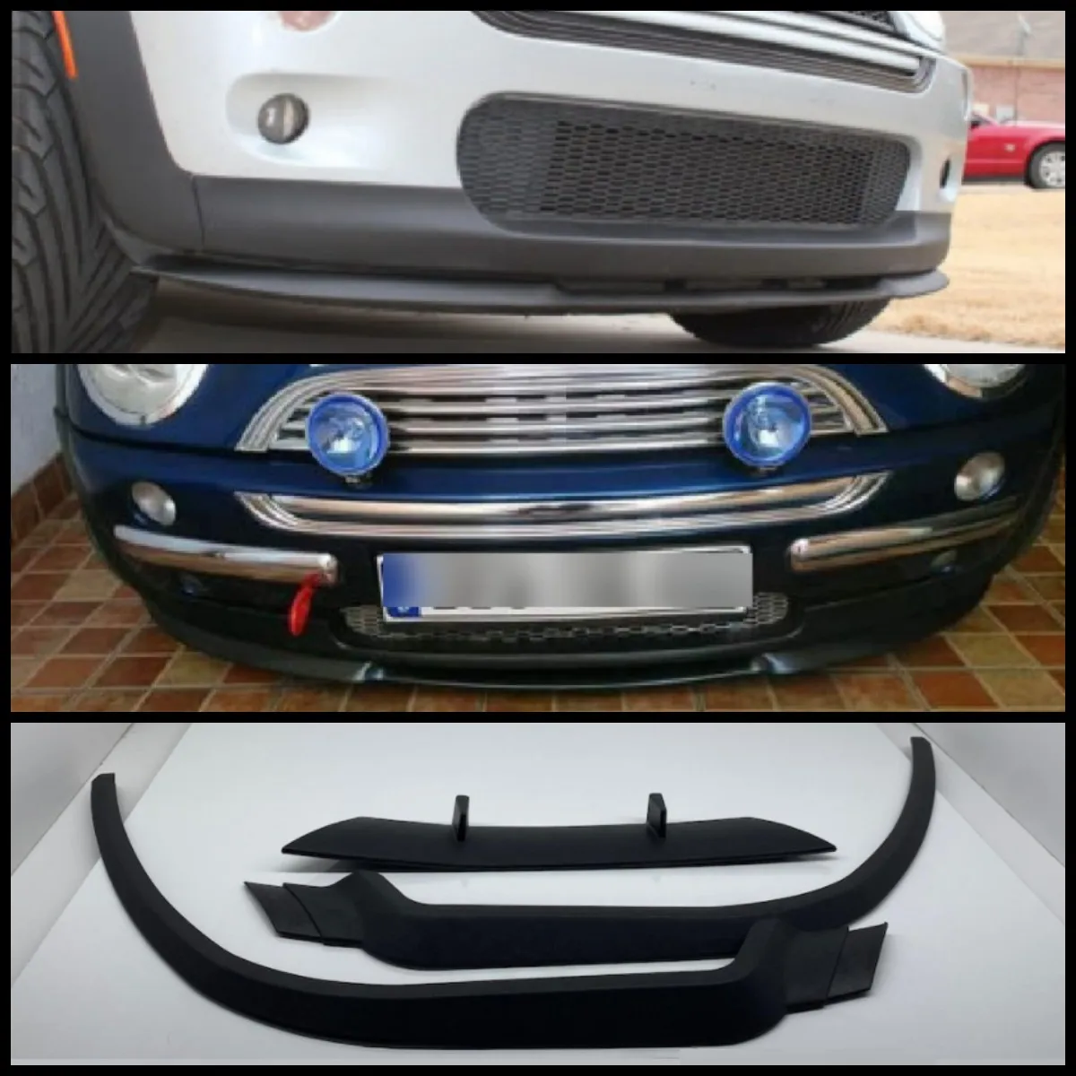 

For Mini Cooper CUPRA R Front Bumper Lip Universal 3PCs Diffuser Black Bumper Lip Spoiler body Kit Tuning Protector